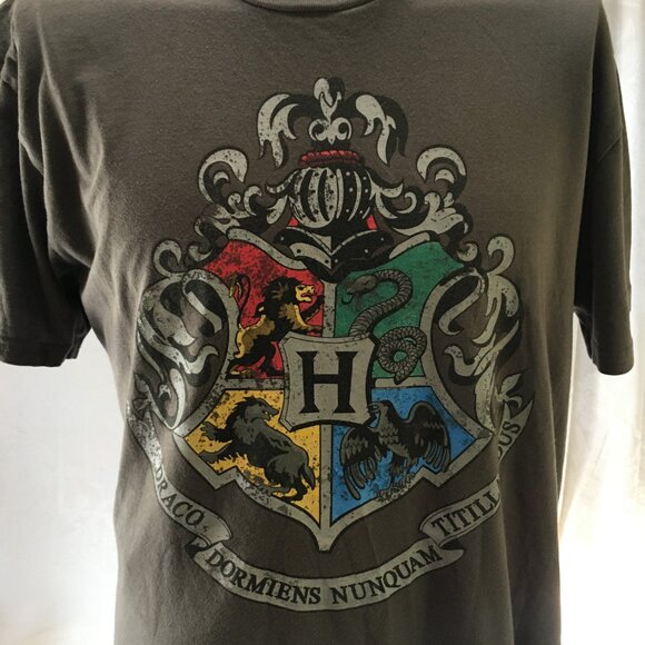 Harry Potter Universal Studios Hogwarts Crest Men's T Shirt Size L Gray Large - Picture 3 of 8
